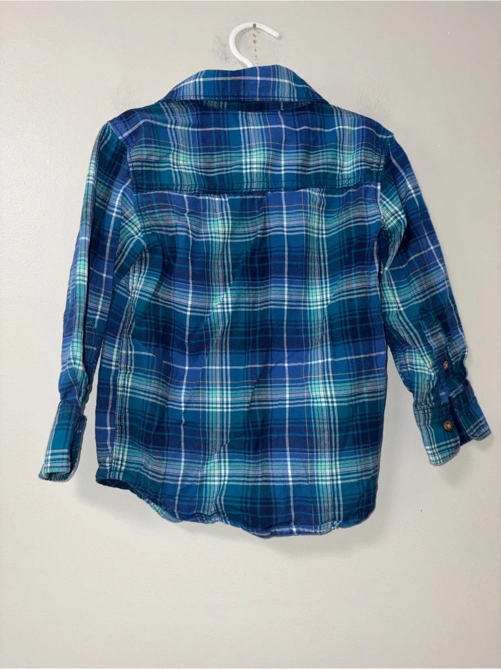 Carters Blue Plaid Long Sleeve Button Down Shirt Boys 3T‎